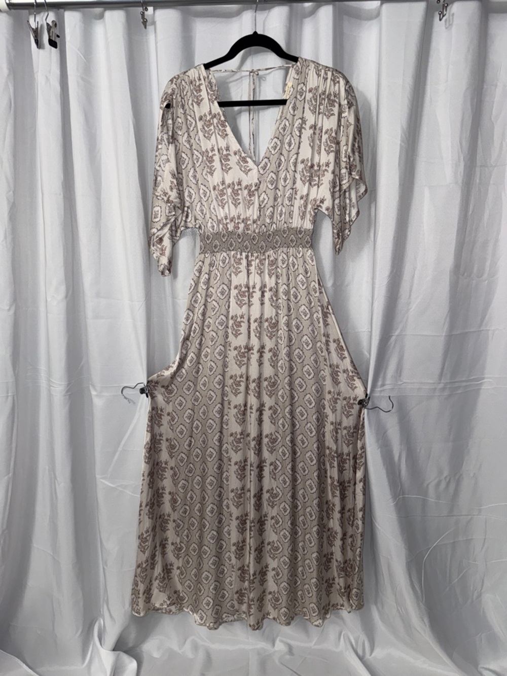 lovestitch Cream Maxi Dress with Taupe Floral Print